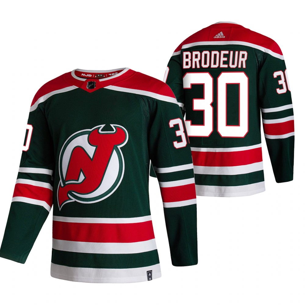 2021 Adidias New Jersey Devils #30 Martin Brodeur Green Men Reverse Retro Alternate NHL Jersey->new jersey devils->NHL Jersey